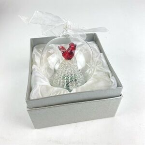 Red Cardinal Spun Glass Ornament with LED